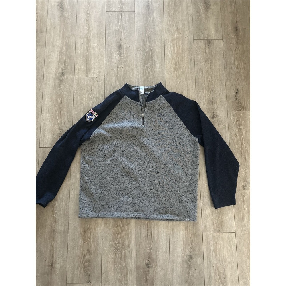 Ducks Unlimited Sweater Pullover Men XXXL Navy Gray High Neck Zipper Cotton Knit